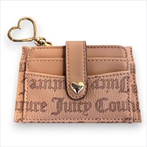 Juicy Couture Pink Heart‎ Card Holder Wallet Keychain
